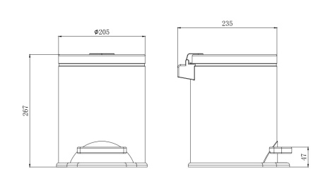 Мусорное ведро с педалью 5л Aquatek Вега AQ4016MB черный матовый