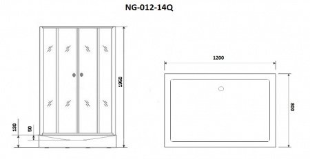 Душевой угол Niagara NG- 012-14Q BLACK 120x80x195 профиль черный, стекло с узором