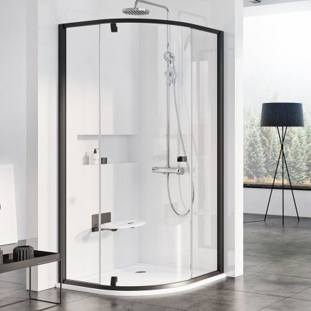 Душевой угол Ravak Pivot PSKK3 100x100x190 профиль черный, стекло прозрачное