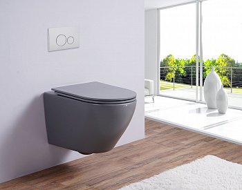 Унитаз подвесной Esbano AZALEA серый матовый, с сиденьем микролифт