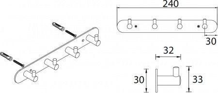 Крючки для полотенец Fixsen Hotel FX-31005-4 Хром