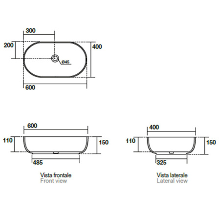 Раковина накладная 60см Kerasan Nolita 534331 черный матовый