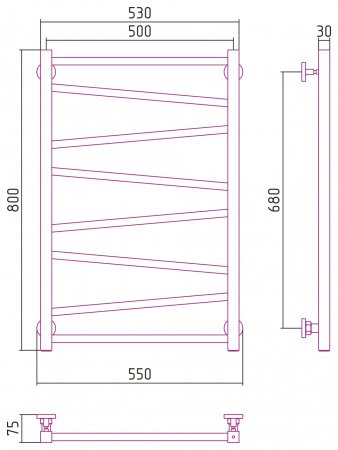 Полотенцесушитель водяной Сунержа Сирокко 80х50 белый матовый