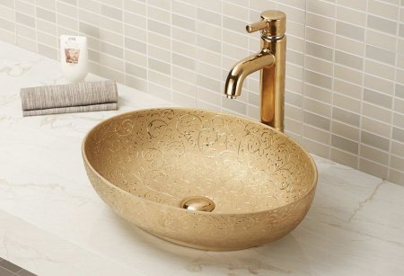 Раковина накладная 51.5см Gid Nc444 золотой