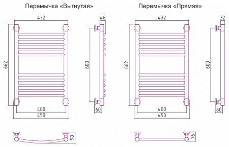 Полотенцесушитель водяной Сунержа Богема+ 60х40 перемычка прямая, хром