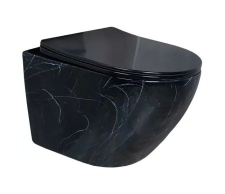 Унитаз подвесной безободковый GID Bs2198, под черный мрамор