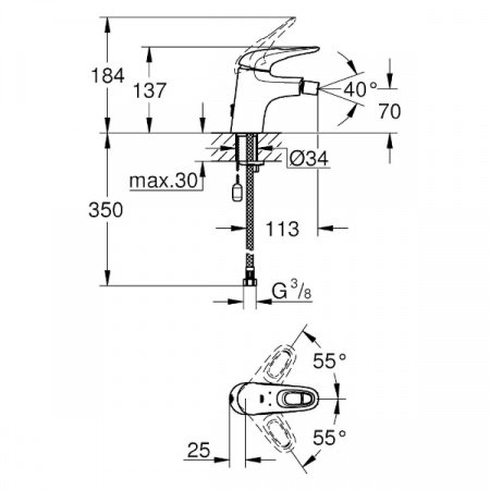 Смеситель для биде Grohe Eurostyle 23721003 хром