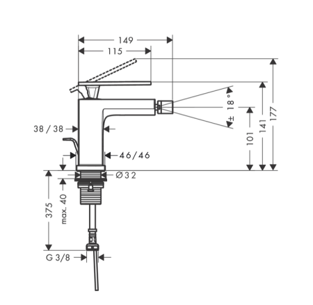 Смеситель для биде Hansgrohe Tecturis E 73200140 бронза шлифованная