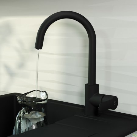 Смеситель для кухни с подключением фильтра для питьевой воды IDDIS Cuba CUBBLFJi05 черный матовый
