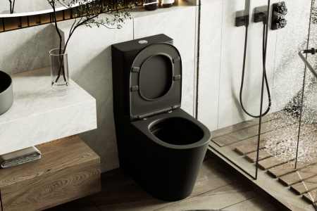 Унитаз ABBER Bequem AC1112TMB компакт черный матовый, безободковый