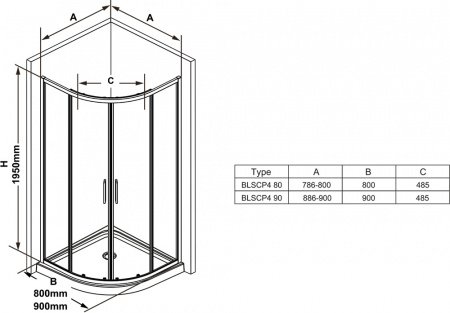 Душевой угол Ravak Blix Slim BLSCP4 80x80x195 профиль хром блестящий, стекло прозрачное