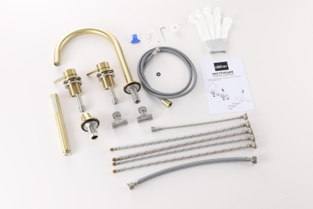 Смеситель ABBER Wasser Kreis 316 AF8113BG на борт ванны, золото брашированное