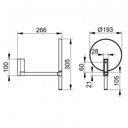 Косметическое зеркало Keuco Plan 17649370002 черный матовый