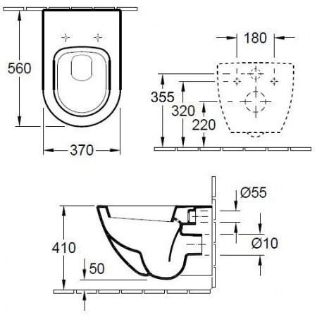 Унитаз Villeroy&Boch Subway 660010 подвесной белый альпин без сиденья