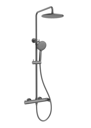 Душевая стойка со смесителем Vincea Rondo VSFS-1R0GM вороненая сталь