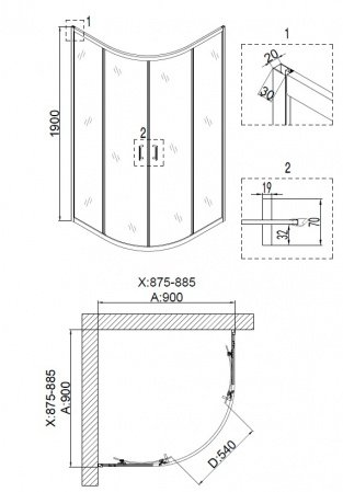 Душевой угол Niagara NG- 6606-08 90x90x190 профиль хром, стекло прозрачное