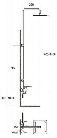 Душевая стойка BelBagno Carin CAR-DOCM-CRM хром