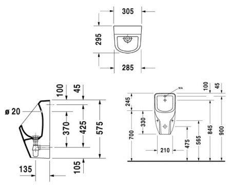 Писсуар Duravit D-code 0829300000 Белый