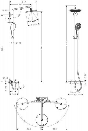 Душевая стойка Hansgrohe Select S 27117000 хром