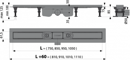 Душевой лоток AlcaPlast APZ12-950 с опорами