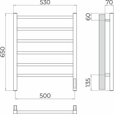 Полотенцесушитель электрический Terminus Ватикан П6 50х65