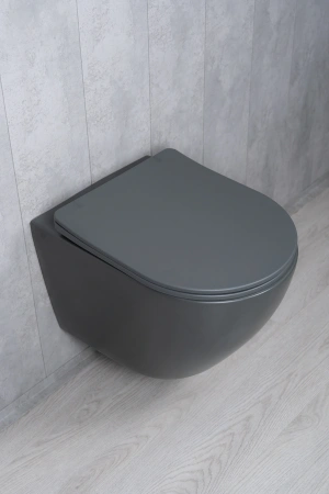 Унитаз подвесной безободковый GID Tr2122TF-Dgm темно-серый матовый, с сиденьем микролифт