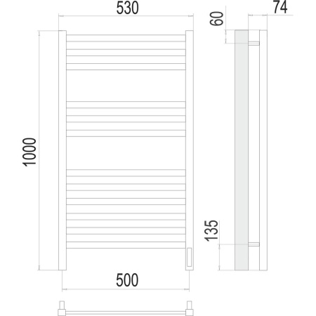Полотенцесушитель электрический Terminus Ното П12 50х100