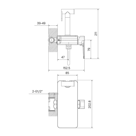 Гигиенический душ со смесителем IDDIS AXEBLSHi08 черный матовый