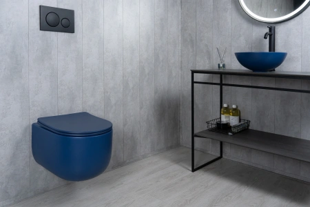 Унитаз подвесной безободковый GID Tr2133TF-BUM синий матовый, с сиденьем микролифт