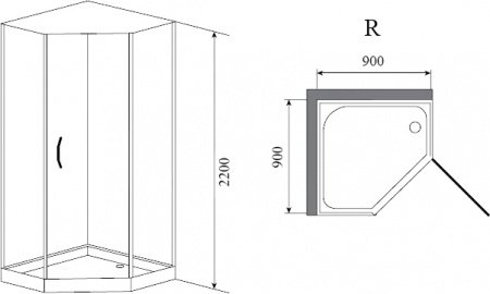 Душевая кабина Timo Premium ELTA H-312 R 90x90x220 профиль хром глянцевый, стекло прозрачное