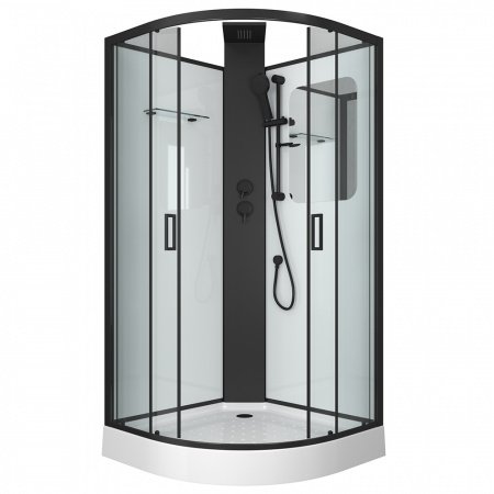 Душевая кабина Grossman GR250 100x100x205 профиль черный, стекло прозрачное