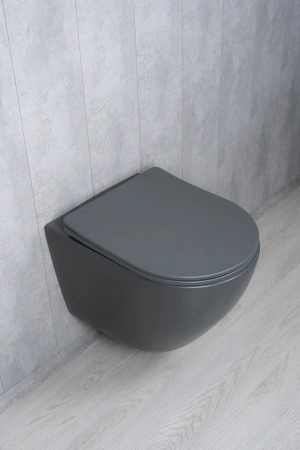 Унитаз подвесной безободковый GID Tr2122TF-Dgm темно-серый матовый, с сиденьем микролифт