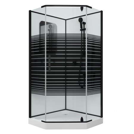 Душевая кабина Grossman GR270D 100x100x205 профиль черный, стекло прозрачное с узором