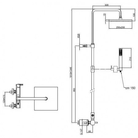 Душевая стойка Webert Azeta AZ870110015PVC хром