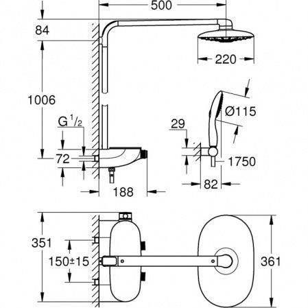 Душевая стойка Grohe Rainshower SmartControl 26250000 хром