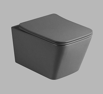 Унитаз подвесной безободковый Vincea Q-Line VT1-12MA антрацит матовый, с сиденьем микролифт