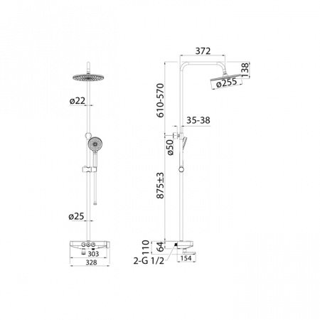 Душевая стойка IDDIS Shelfy SHESBBTi06 хром