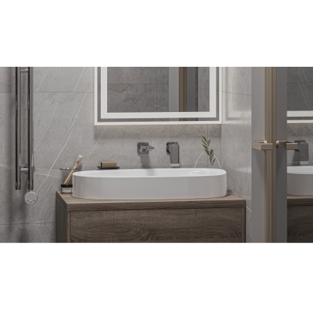 Умывальник WHITECROSS Moonstone E 70x35 (белый глянец) иск. камень