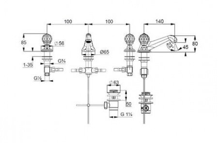 Смеситель для раковины Kludi Adlon 5104645G4 золото