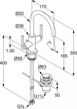 Смеситель для раковины Kludi Nova Fonte 201183915 черный матовый