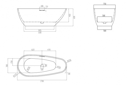 Ванна из искусственого камня ABBER Dortmund AM9911 белая
