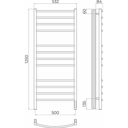 Полотенцесушитель электрический Terminus Классик П12 50х125