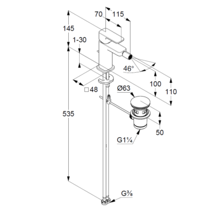 Смеситель для биде Kludi Renon 422163975 черный матовый
