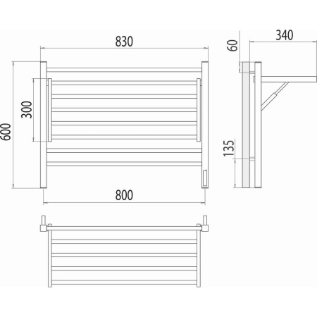 Полотенцесушитель электрический Terminus Горизонт П8 80х60