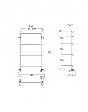 Полотенцесушитель водяной Margaroli Sole 4424704GON 72х53 золото
