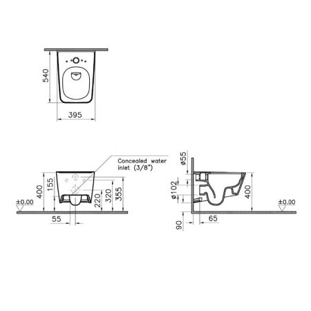 Унитаз подвесной безободковый Vitra Equal 7245B403-0075 белый, без сиденья