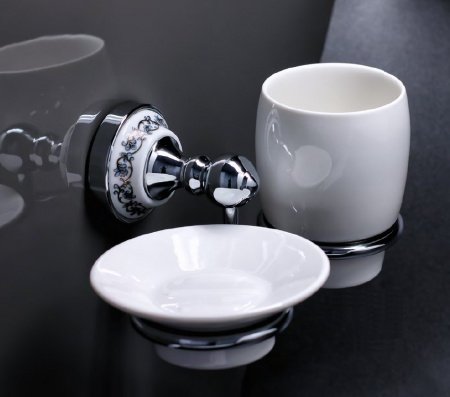 Стакан для зубных щеток с мыльницей Fixsen Bogema FX-78506+08 Хром Белый