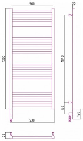 Полотенцесушитель электрический Сунержа Модус 3.0 120х50 хром, левый ТЭН