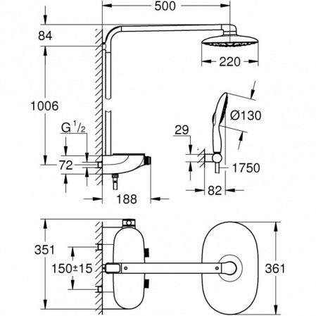 Душевая стойка Grohe Rainshower SmartControl 26361000 хром