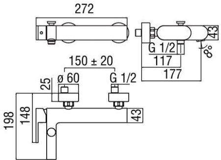 Смеситель для ванны Nobili Up UP94110/1CR Хром